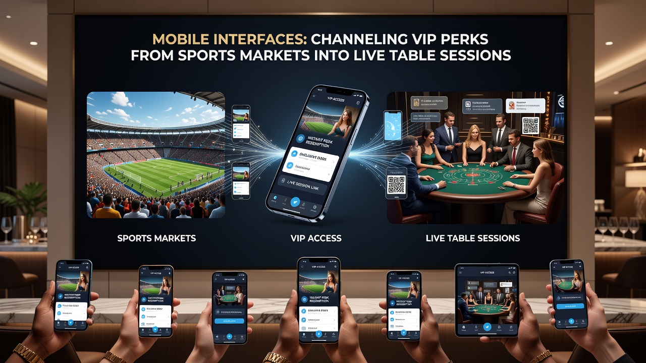Darstellung einer mobilen App mit VIP-Transfer und verantwortungsvollen Spieloptionen