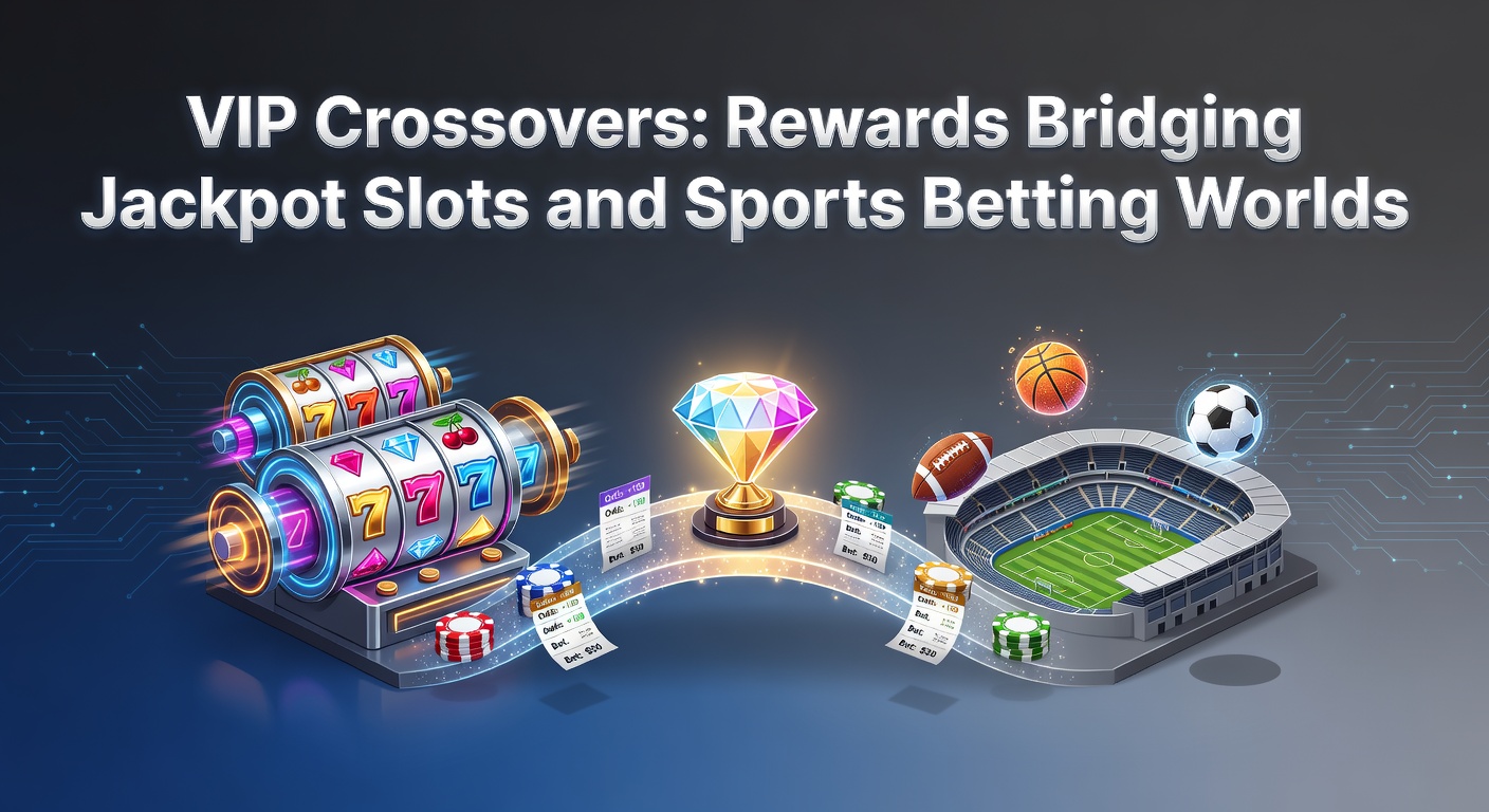 Grafik zeigt verbundene Welten von Casino-Slots und Sportwetten mit VIP-Belohnungen im Zentrum